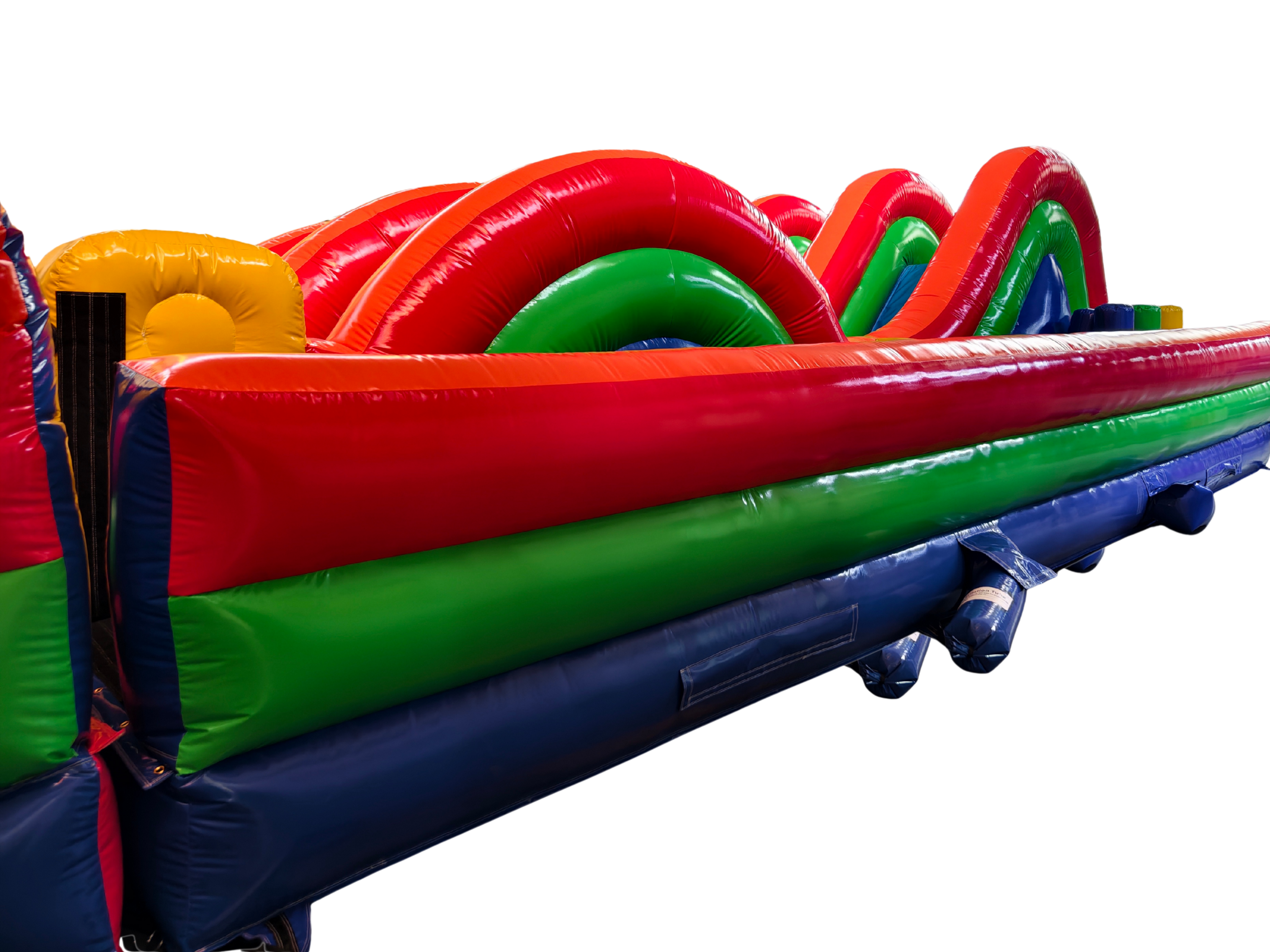 Obstacle Course Inflatable with Rock Wall and Slide – Primary Colors