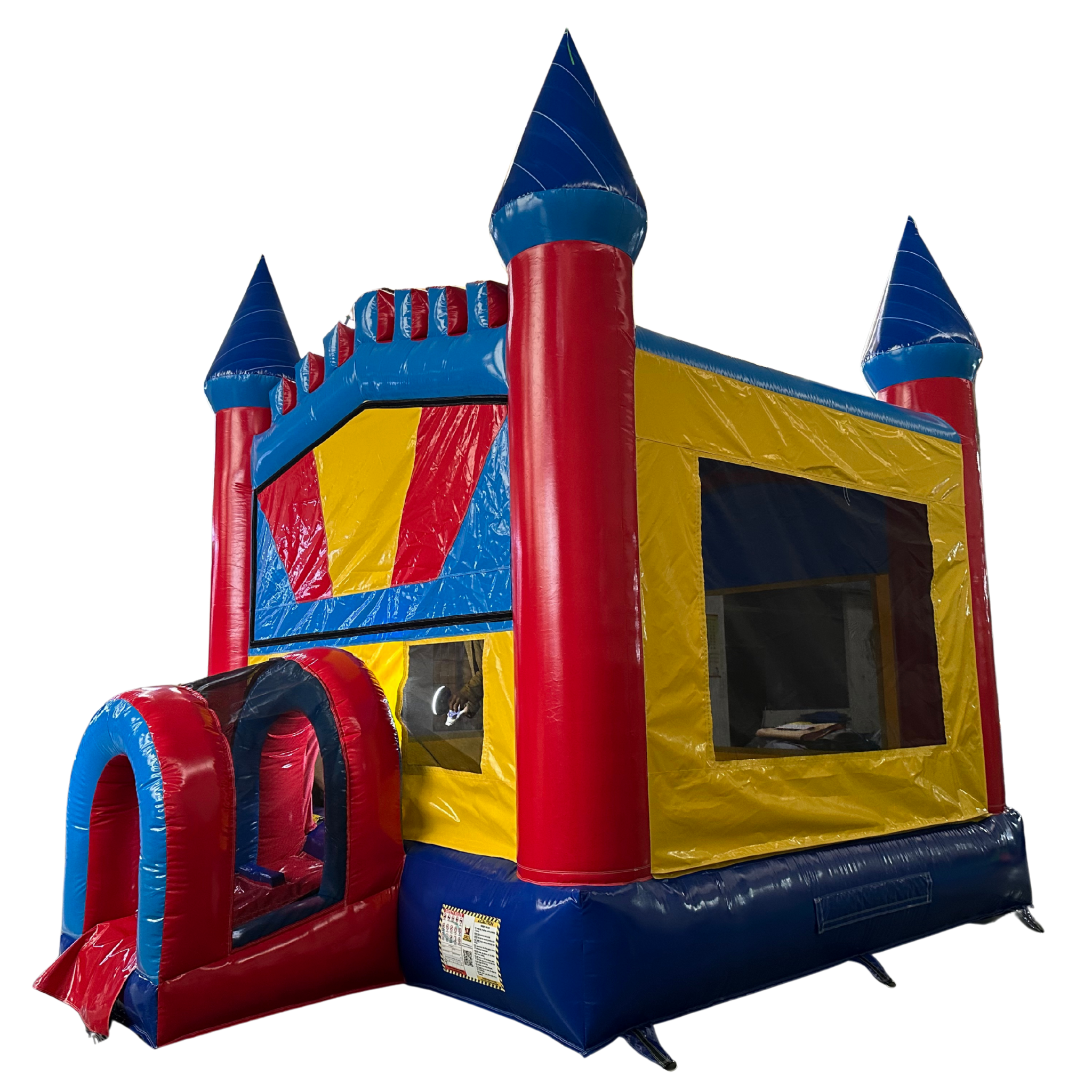 Castle Bounce House – Primary Colors- Blue Tips