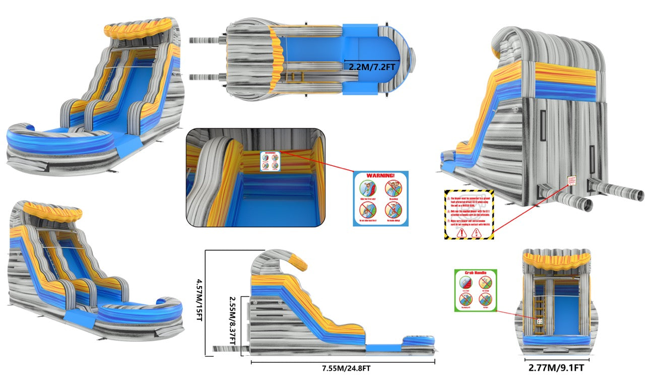 15' Infernal Wave IP Water Slide