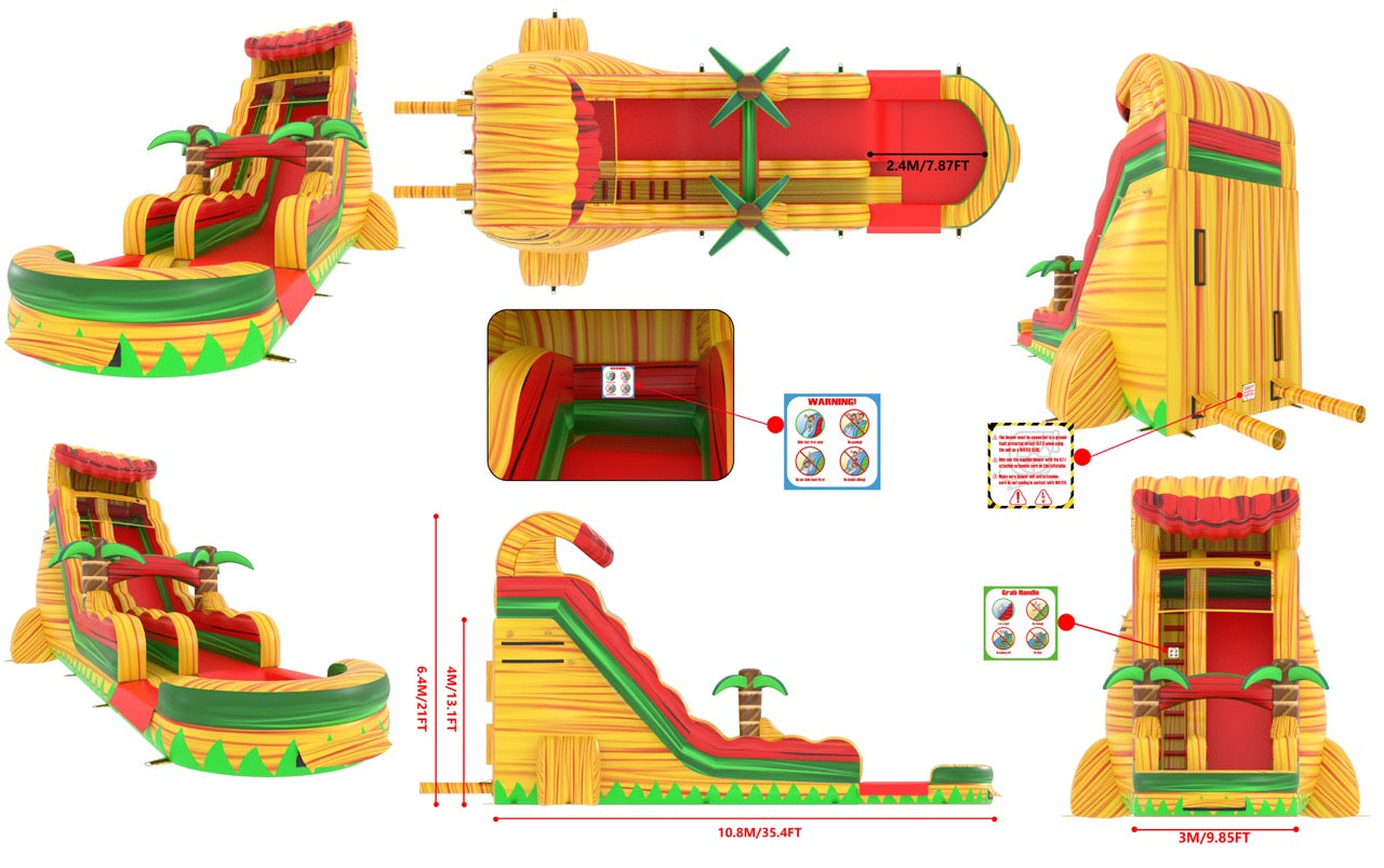 22' Orange Crush Tsunami Water Slide SL