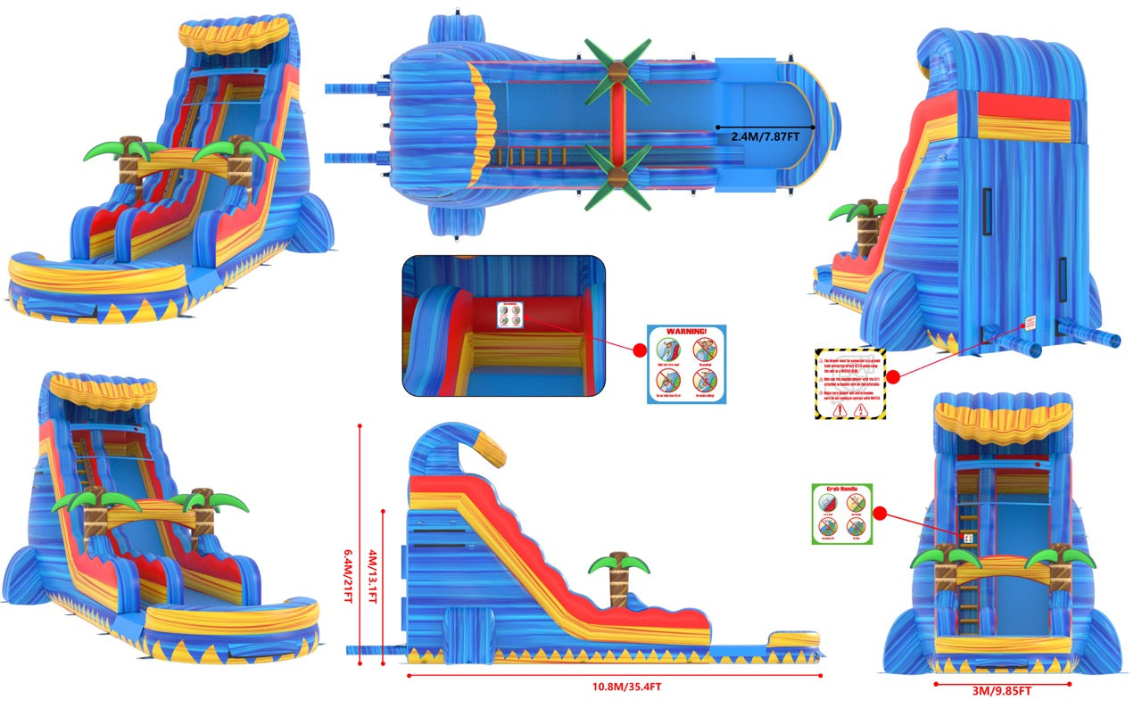 22' Blue Crush Tsunami Water Slide SL