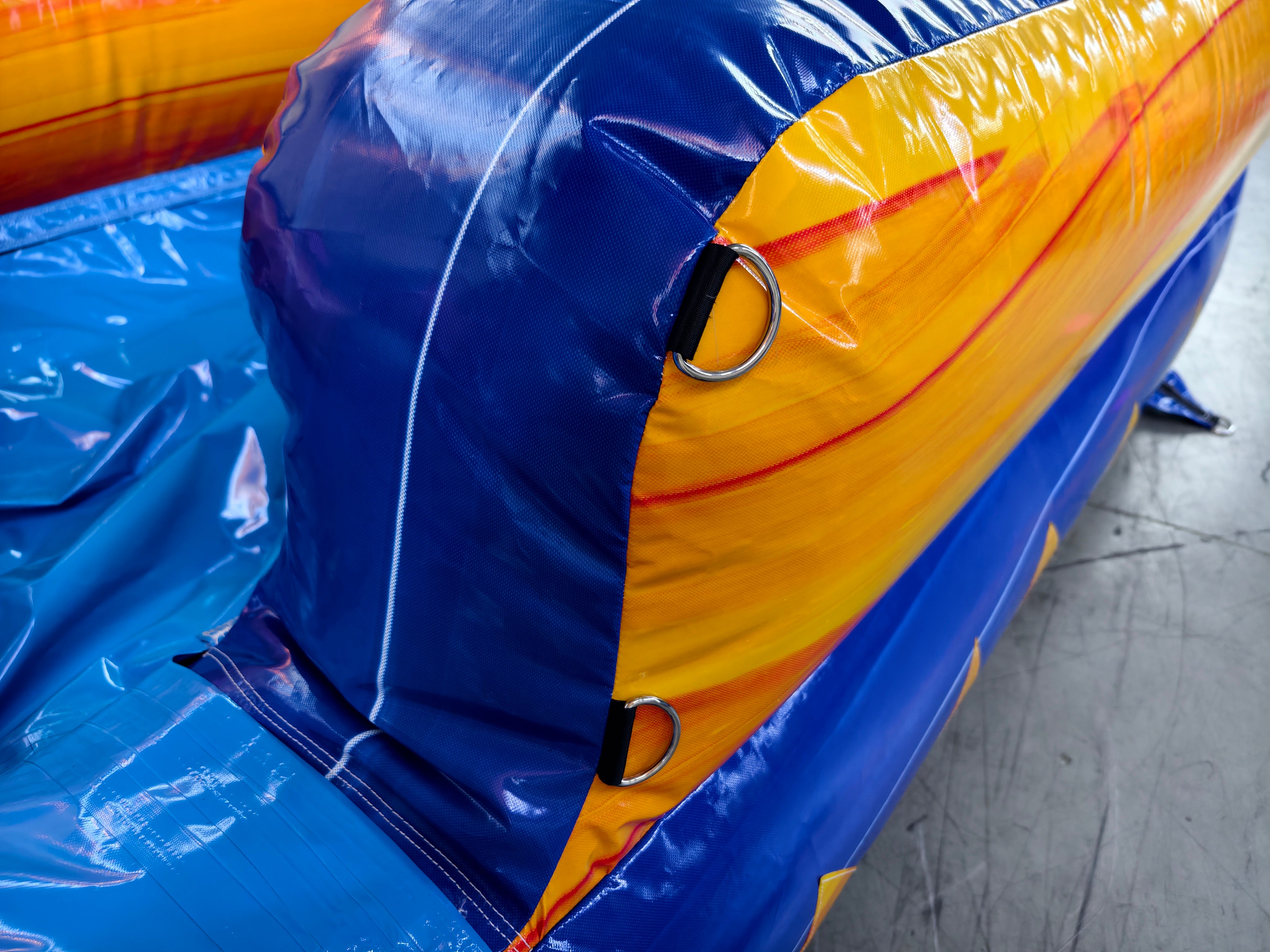 18 Double lane water slide-Dual Lane Tropical Dual Lane Water Slide – Blue/Orange/Red