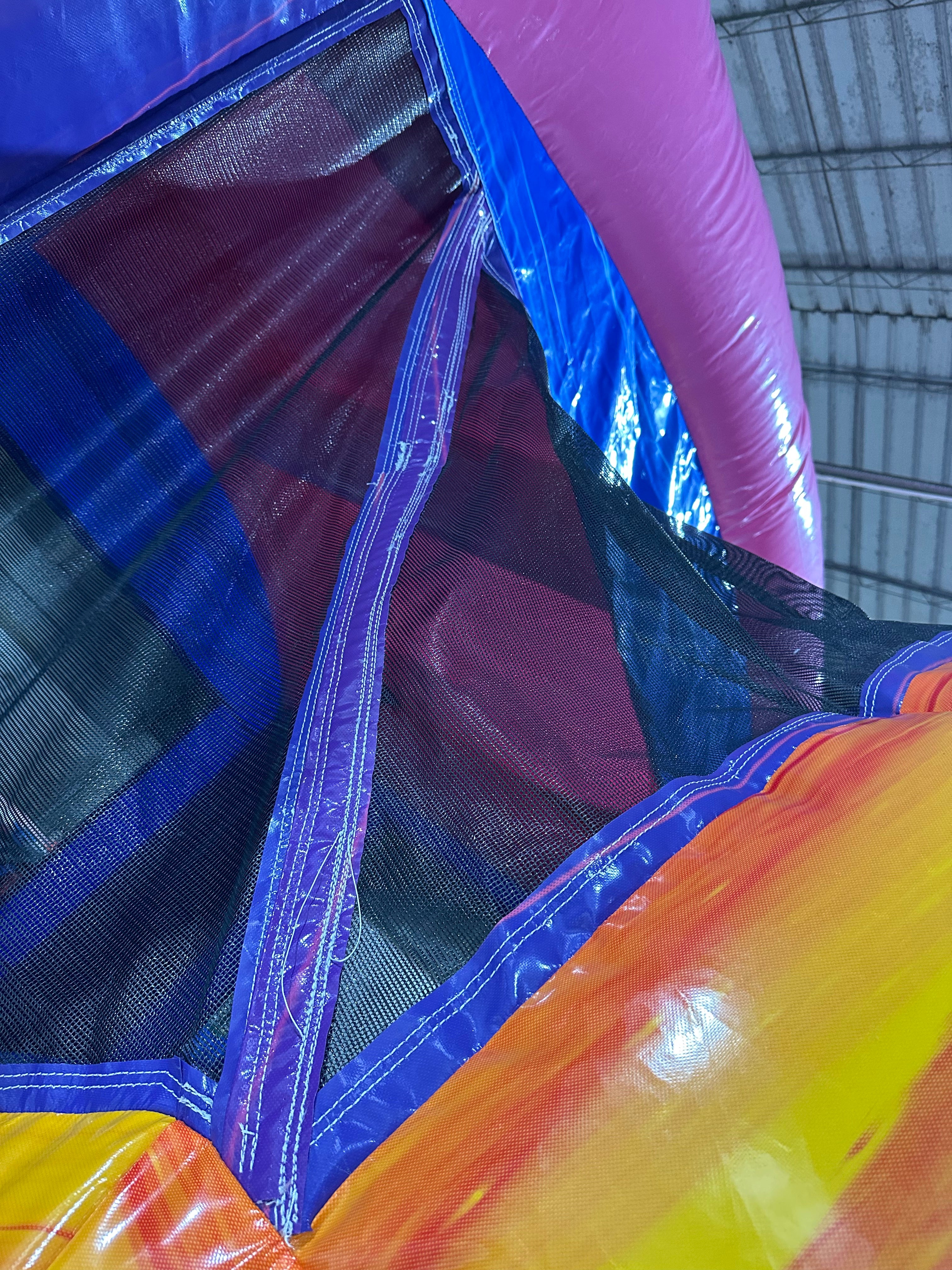 Bounce house combo-Castle Combo with Single Lane Slide – Purple/Blue/Orange