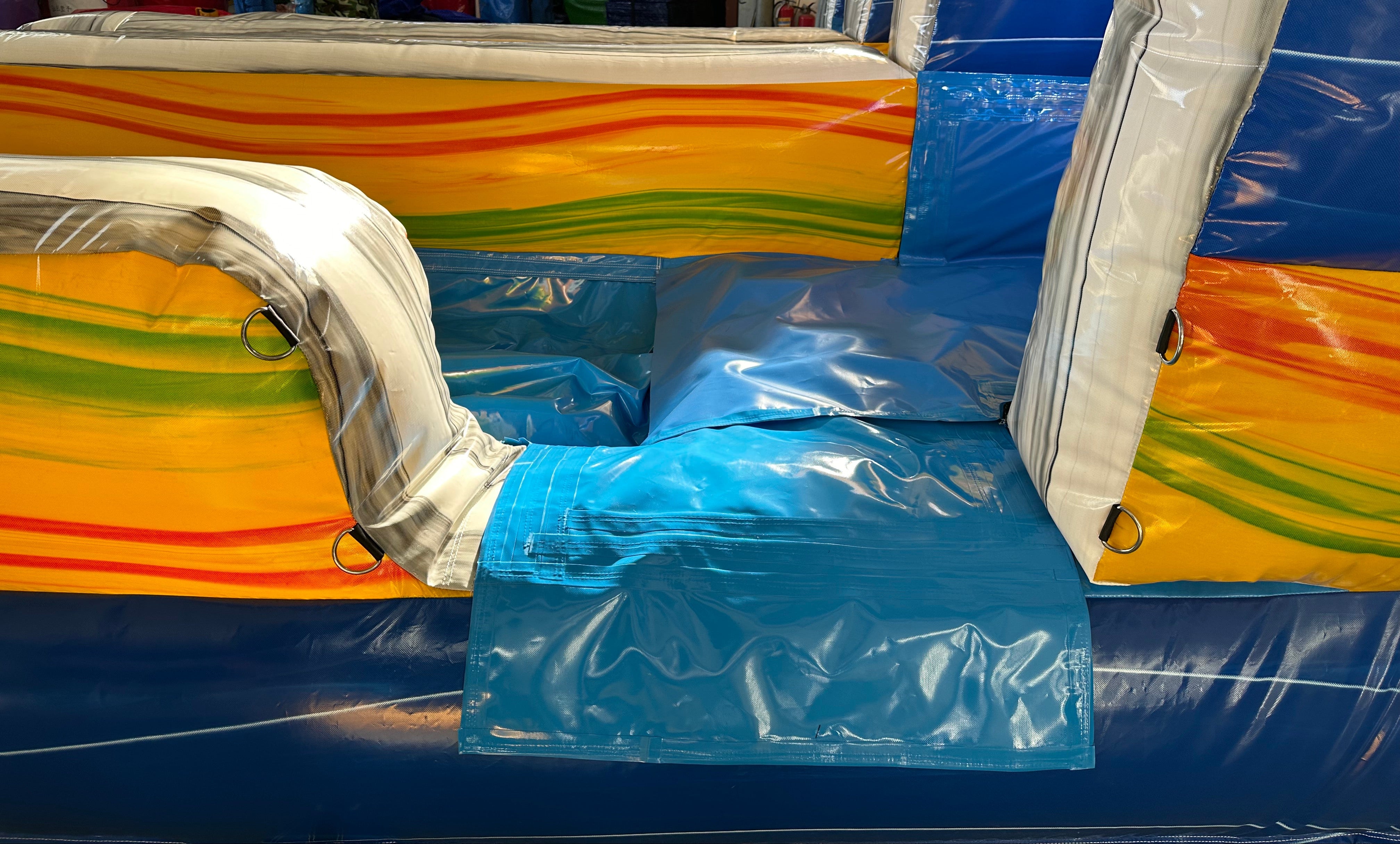 22' Double lane water slide-Tropical Dual Lane Water Slide – Blue/Yellow/Green