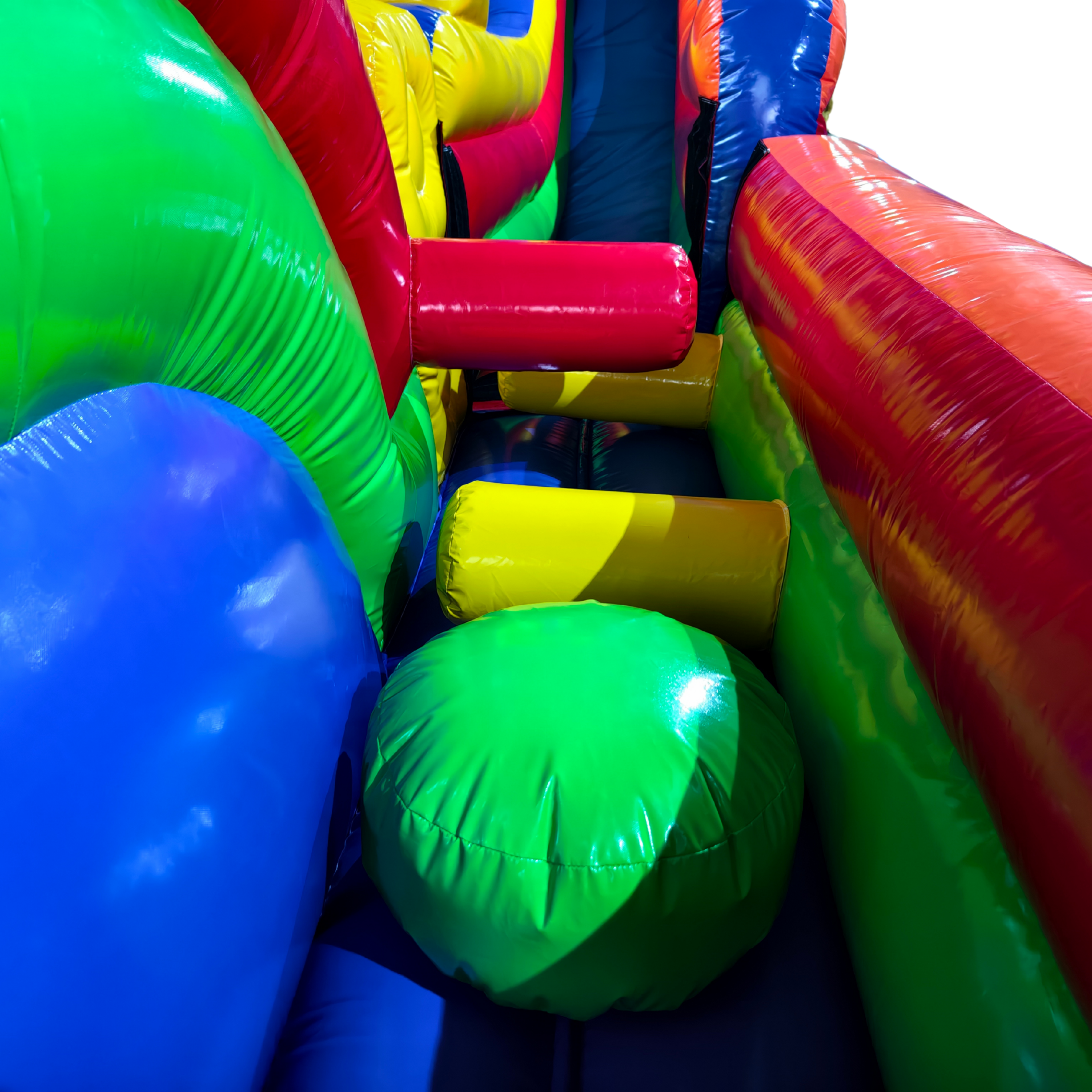 Obstacle Course Inflatable with Rock Wall and Slide – Primary Colors