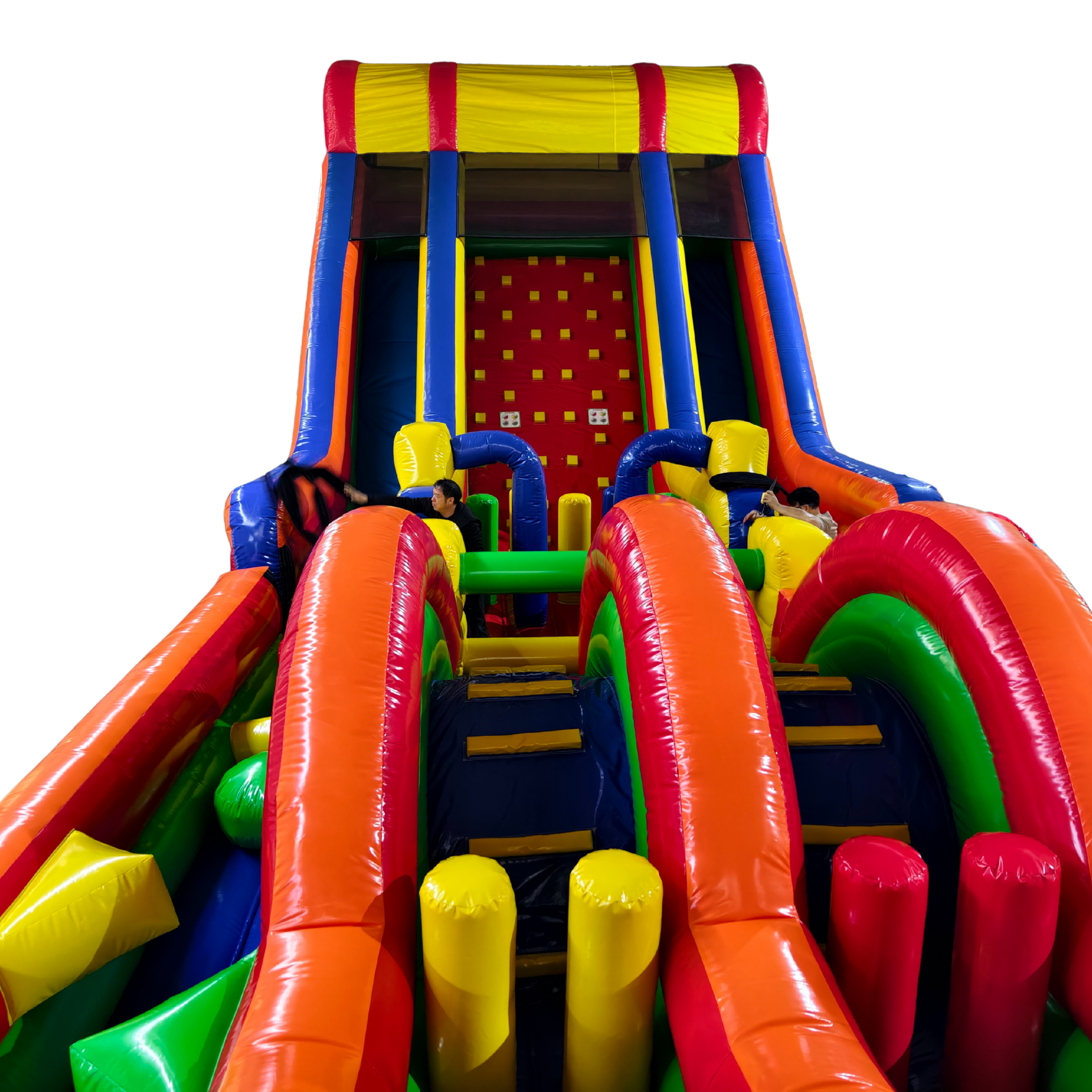 Obstacle Course Inflatable with Rock Wall and Slide – Primary Colors