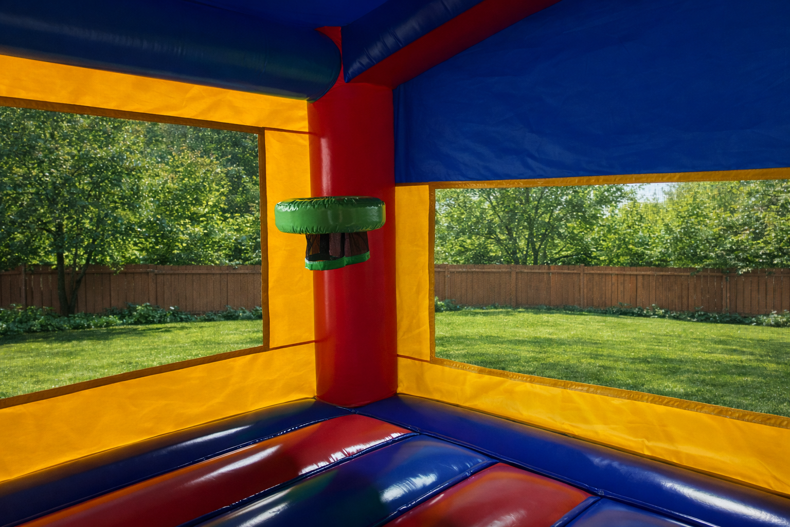 Castle Bounce House – Primary Colors- Blue Tips