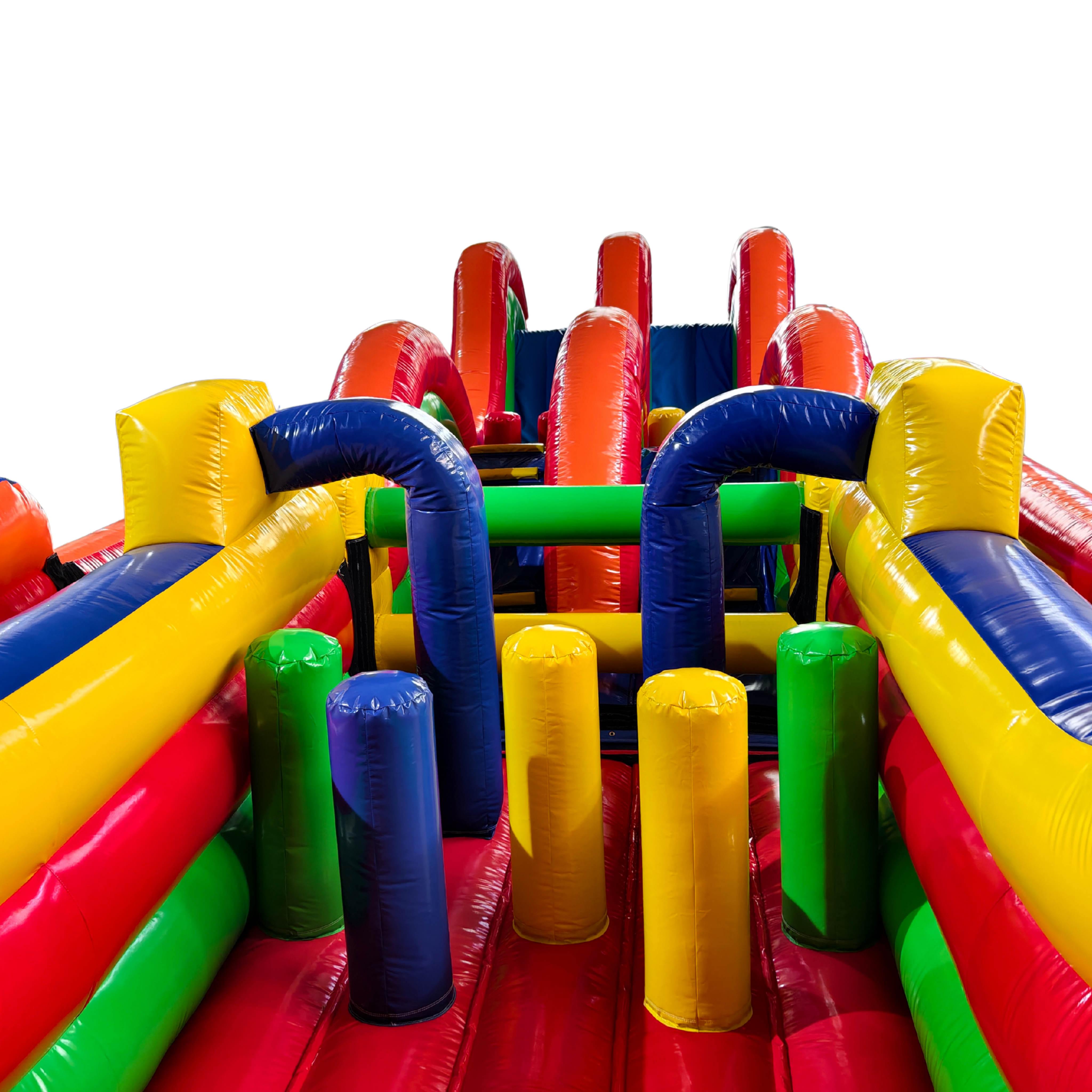 Obstacle Course Inflatable with Rock Wall and Slide – Primary Colors