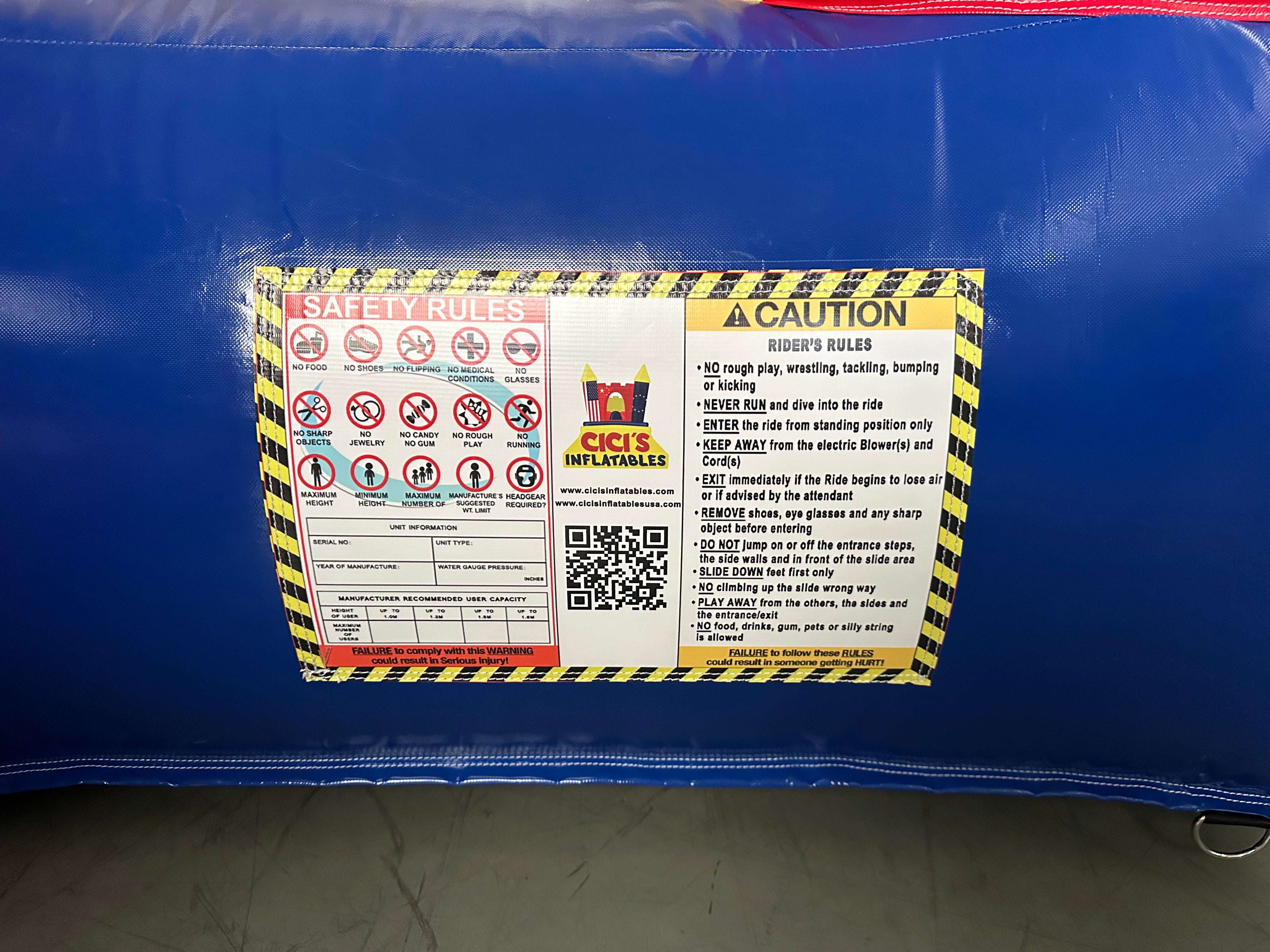 Castle Bounce House – Primary Colors- Blue Tips