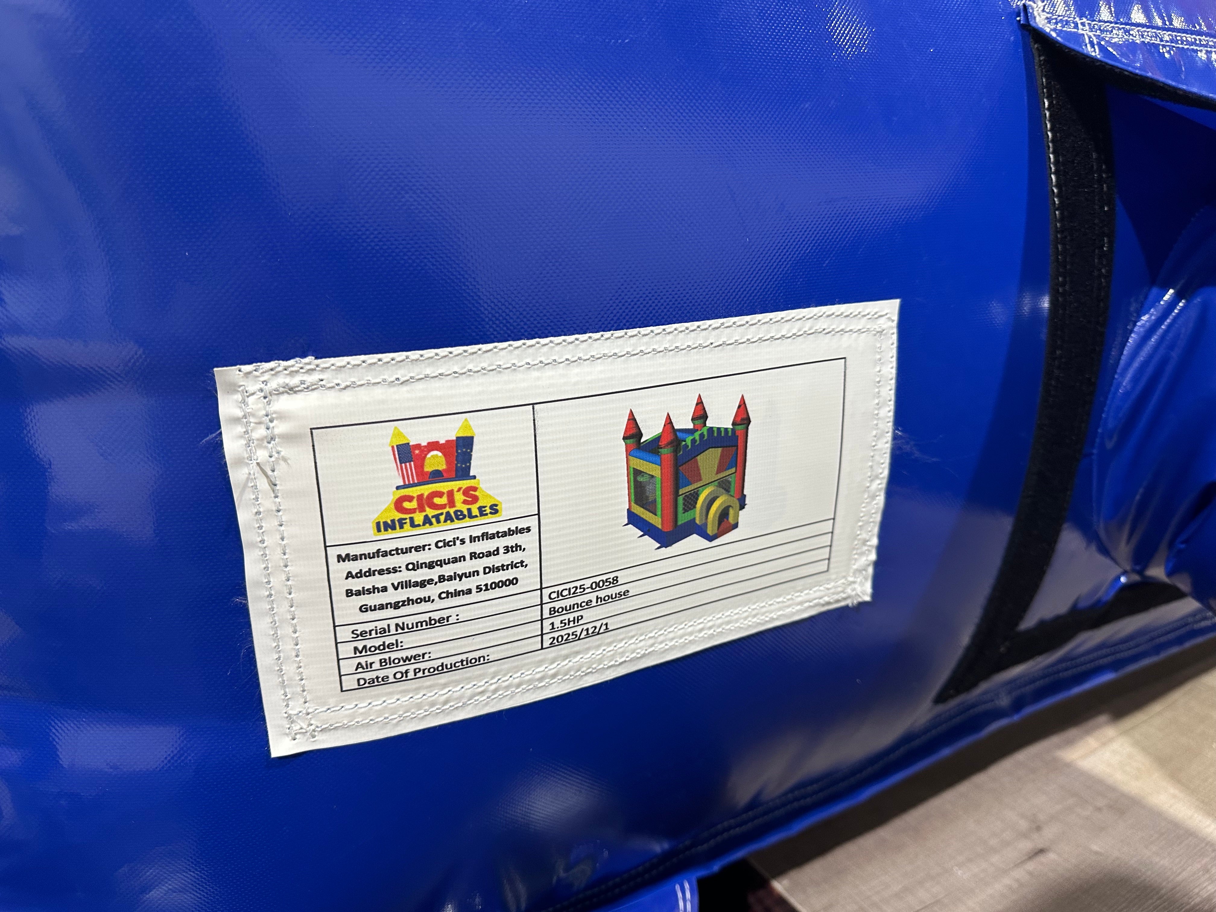 Classic Castle Bounce House – Primary Colors- Red Tips