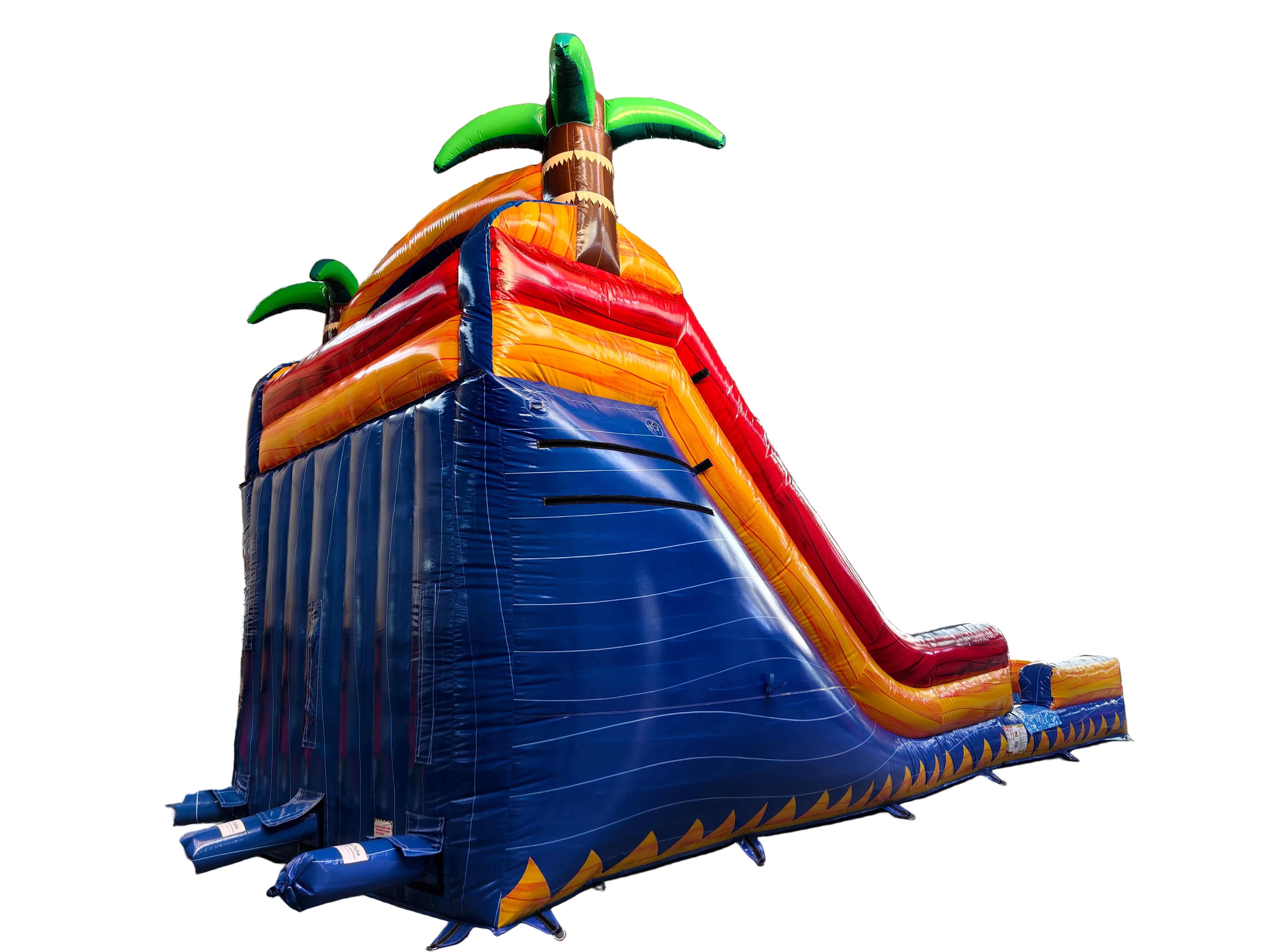 18 Double lane water slide-Dual Lane Tropical Dual Lane Water Slide – Blue/Orange/Red