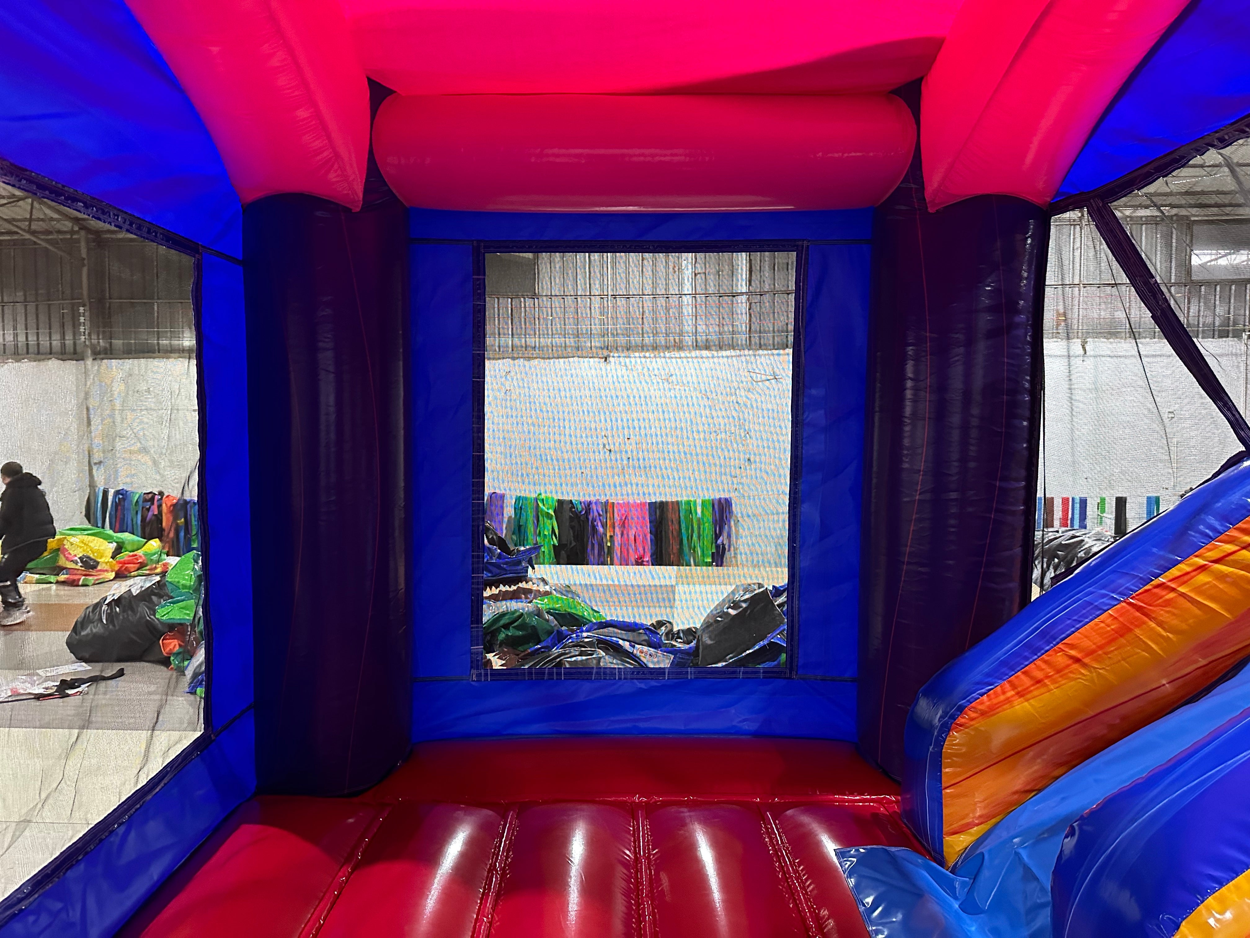 Bounce house combo-Castle Combo with Single Lane Slide – Purple/Blue/Orange