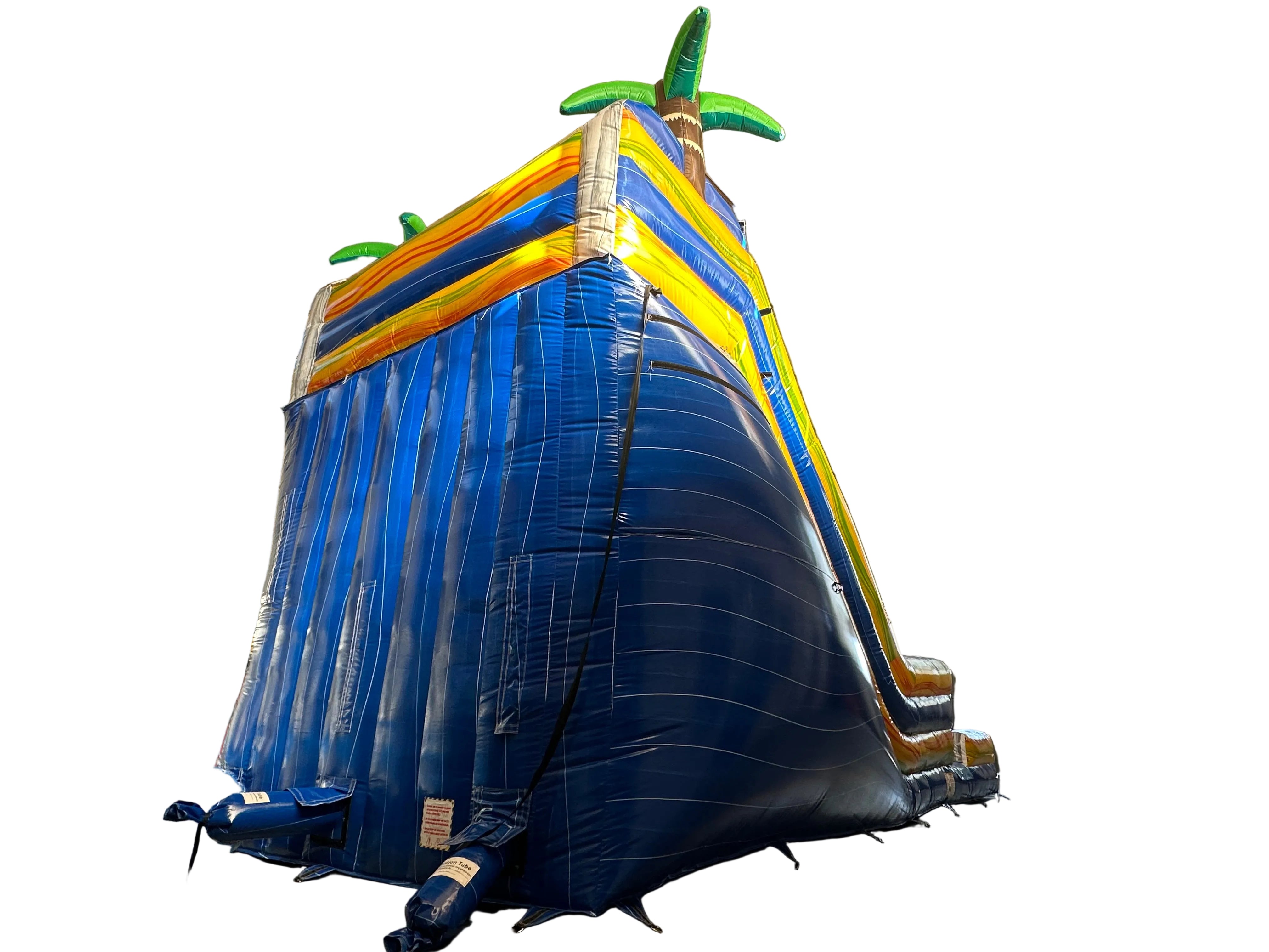 22' Double lane water slide-Tropical Dual Lane Water Slide – Blue/Yellow/Green